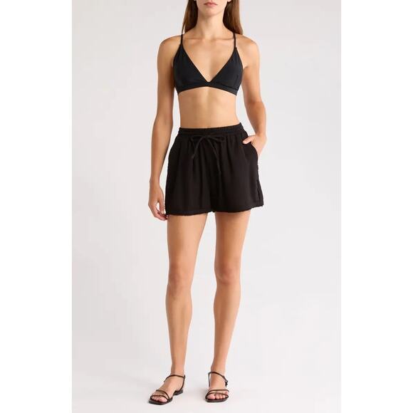 Elan Pants - Elan Lightweight Gauze Shorts Black Size Small NWT‎ Flowy Pull On